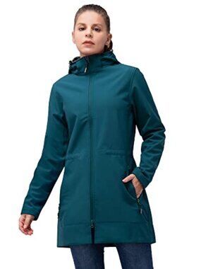 🆕 Women's Waterproof Softshell Long Rain Jacket with Hood Fleece Lined